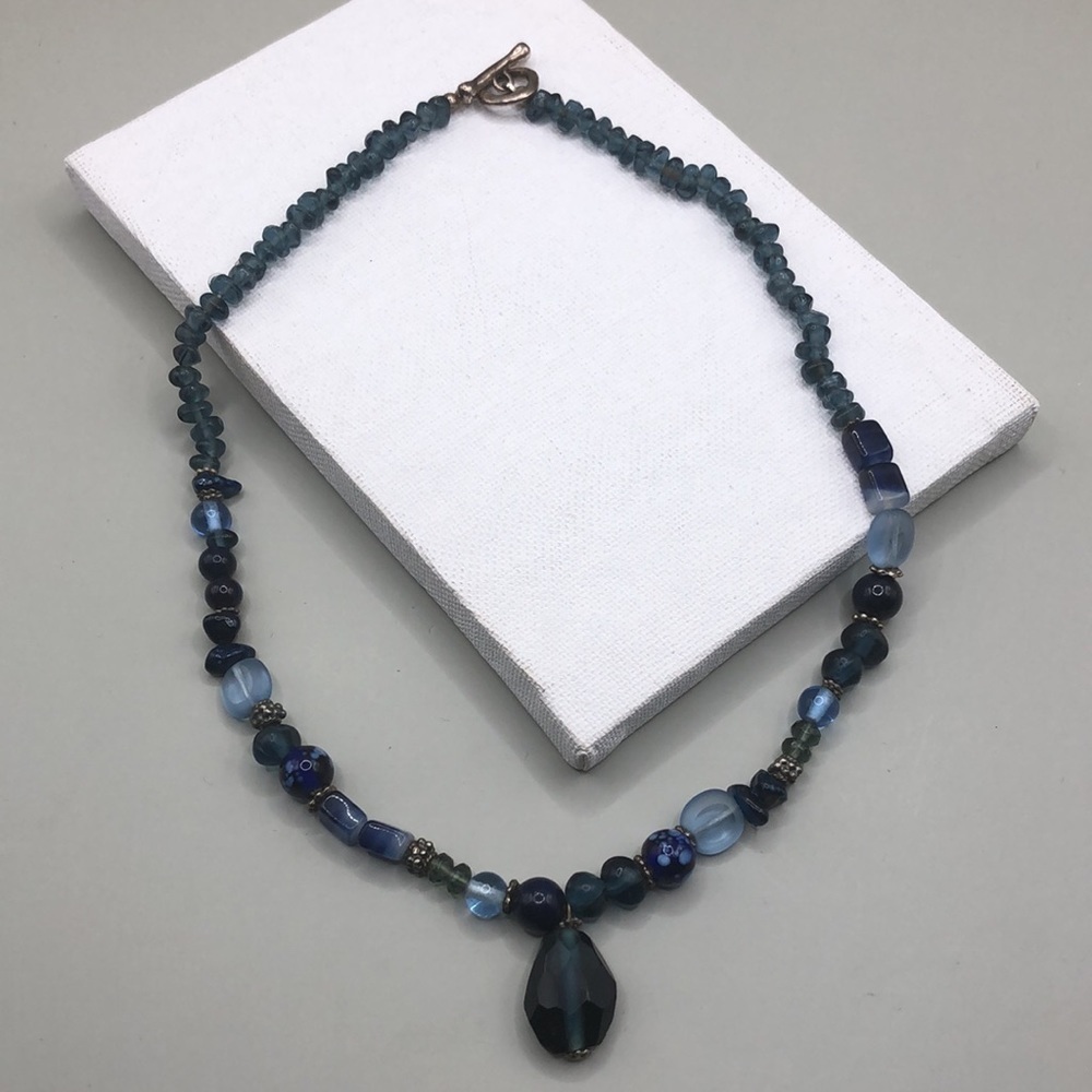 Artisan handmade stone and glass bead boho style necklace free spirit.